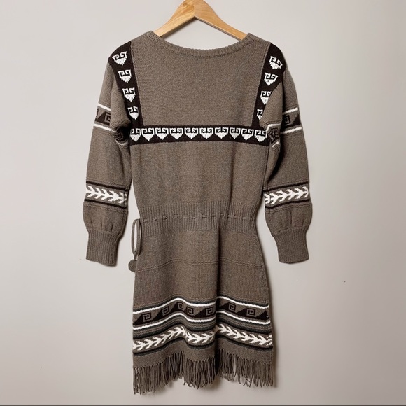 Alice + Olivia Retro Brown Fringe Sweater Dress Medium - Picture 8 of 15